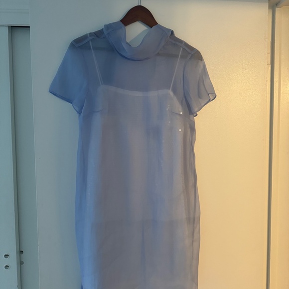 J Crew Collection Bow Tie Slip Dress Organza Dusk Blue Size 2 Like New - Picture 4 of 5